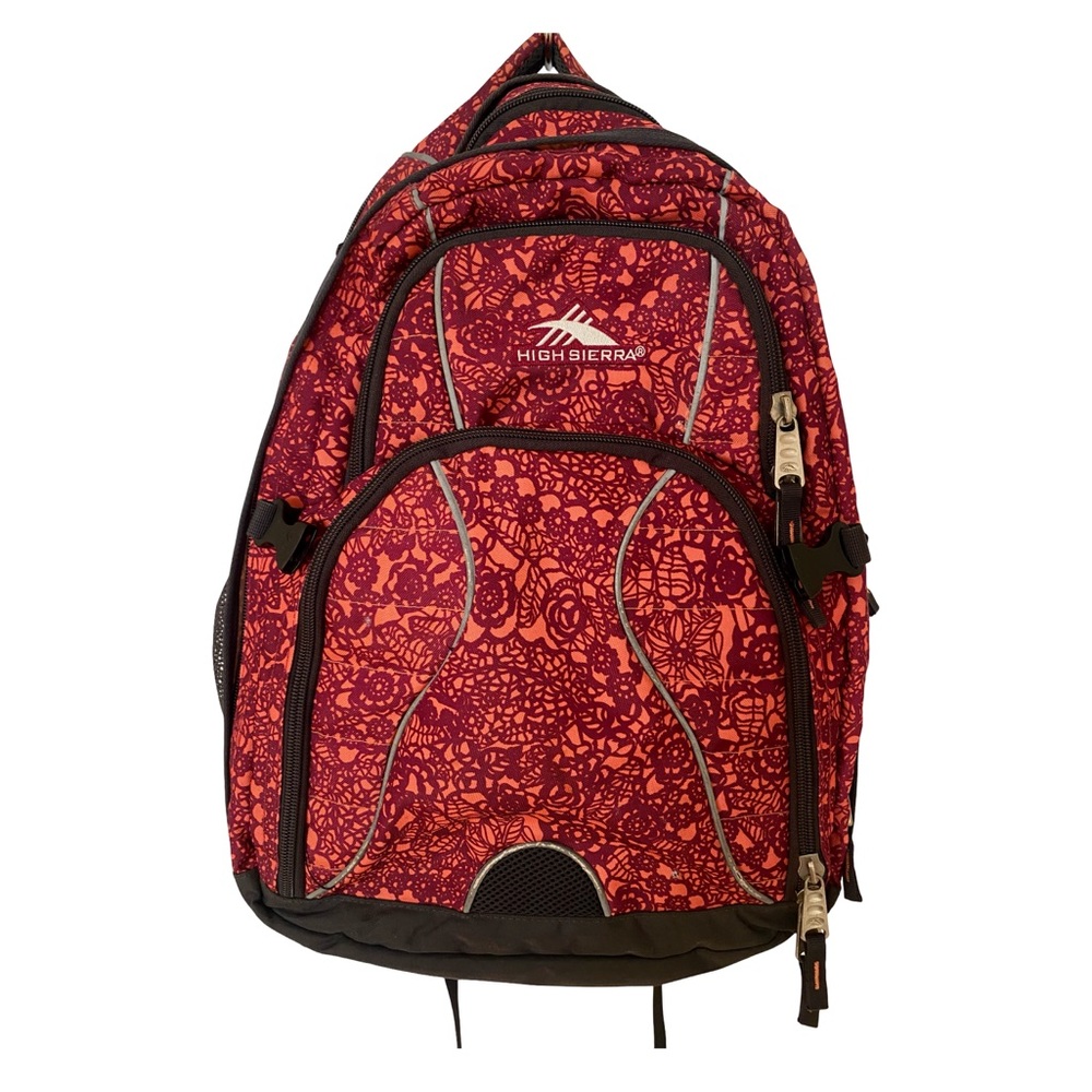 High Sierra Pink and orange Floral Back to School, Travel, and Hiking Backpack